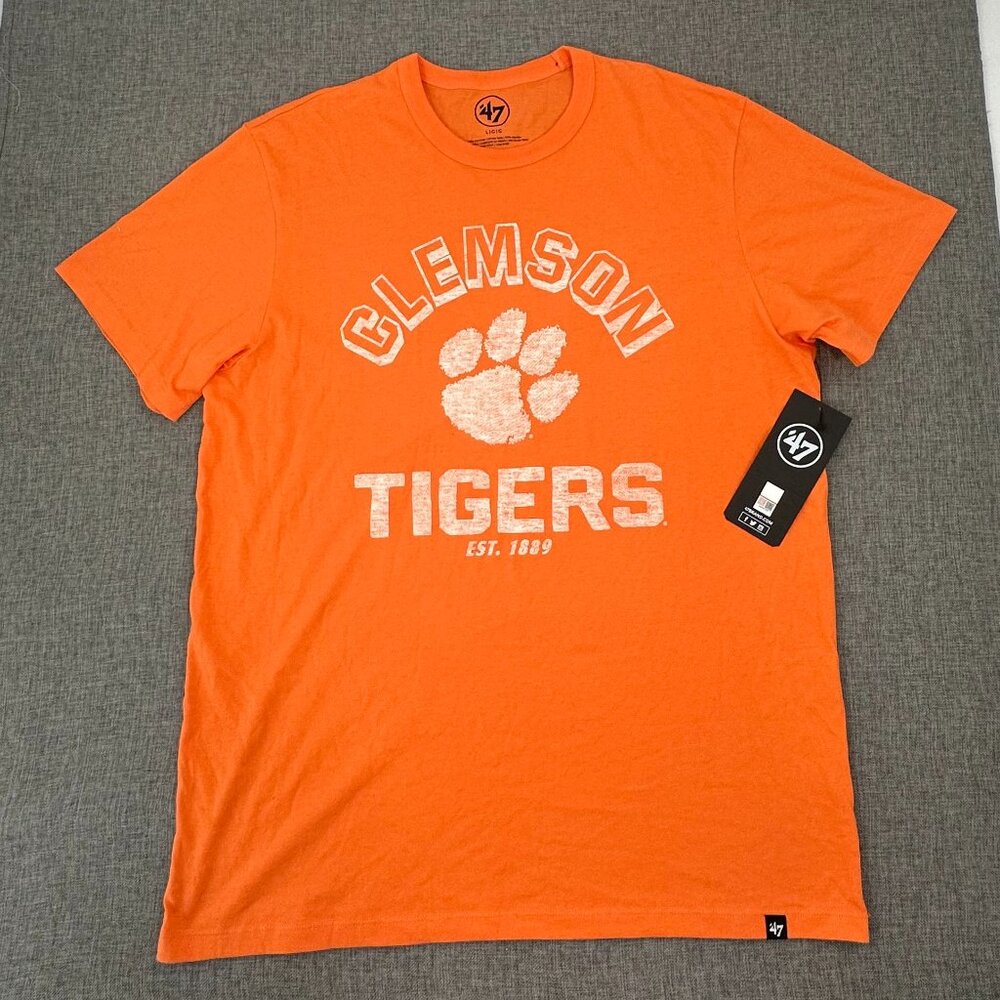 NEW! 47 Brand Clemson Tigers 1889 Shirt Orange Large Cotton $35 Pawl Logo‎